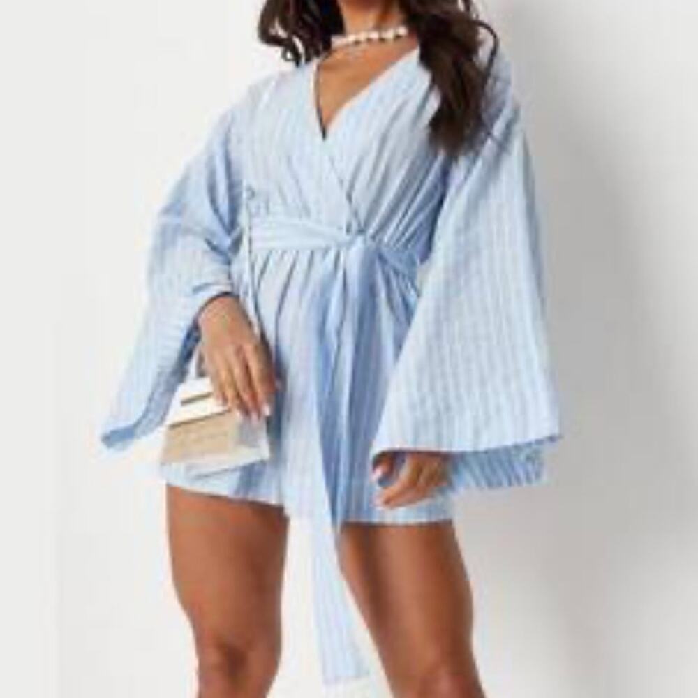 missguided stripe v neck trumpet sleeve playsuit NWT size 8